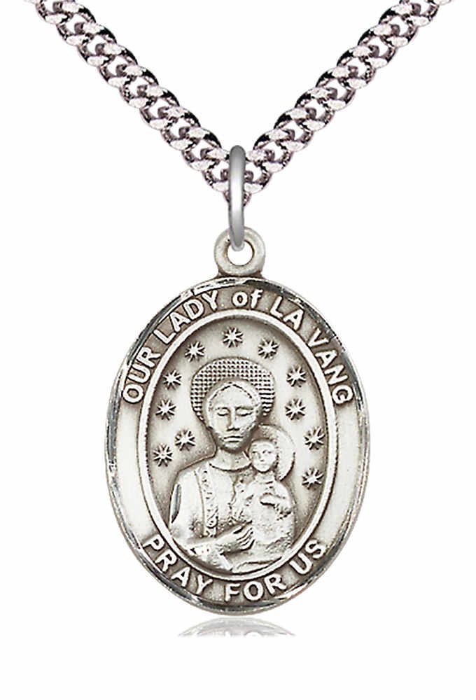 Men's Pewter Oval Our Lady of La Vang Medal