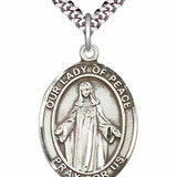 Men's Pewter Oval Our Lady of Peace Medal