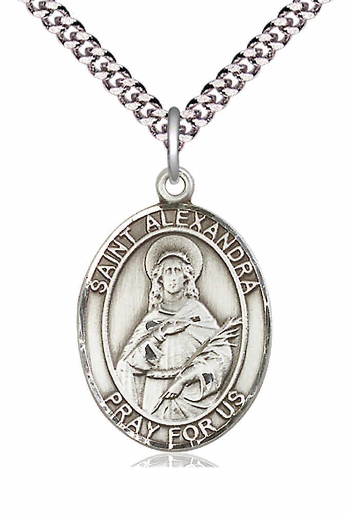 Men's Pewter Oval St. Alexandra Medal