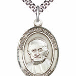 Men's Pewter Oval St. Arnold Janssen Medal - 24&quot; 2.4mm Rhodium Plate Chain + Clasp