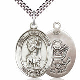 Men's Pewter Oval St. Christopher Army Medal