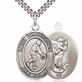 Men's Pewter Oval St. Christopher Basketball Medal