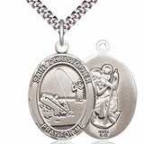 Men's Pewter Oval St. Christopher Fishing Medal