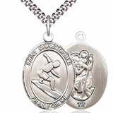 Men's Pewter Oval St. Christopher Surfing Medal