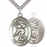 Men's Pewter Oval St. Christopher Swimming Medal