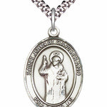 Men's Pewter Oval St. John of Capistrano Medal - 24&quot; 2.4mm Rhodium Plate Chain + Clasp
