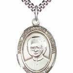 Men's Pewter Oval St. Josemaria Escriva Medal - 24&quot; 2.4mm Rhodium Plate Chain + Clasp