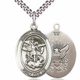 Men's Pewter Oval St. Michael Navy Medal