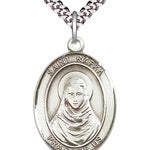 Men's Pewter Oval St. Rafta Medal - 24&quot; 2.4mm Rhodium Plate Chain + Clasp
