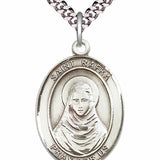 Men's Pewter Oval St. Rafta Medal - 24&quot; 2.4mm Rhodium Plate Chain + Clasp