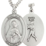 Men's Pewter Oval St. Rita Baseball Medal