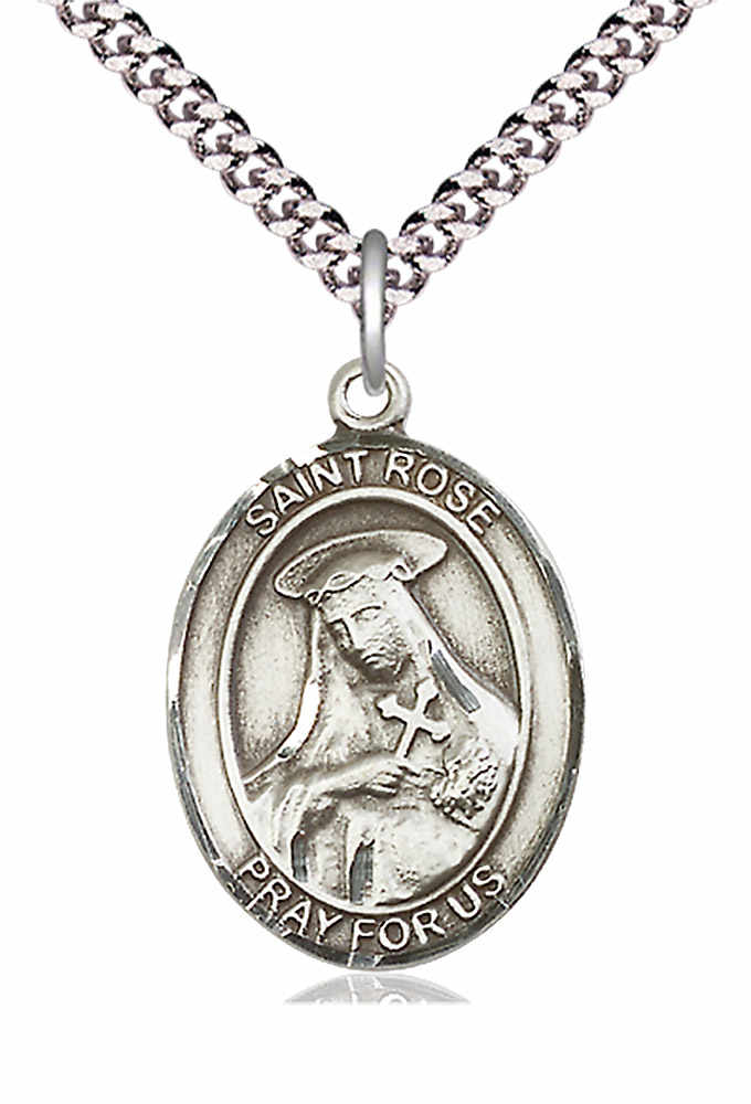 Men's Pewter Oval St. Rose of Lima Medal