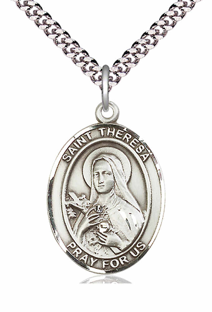 Men's Pewter Oval St. Theresa Medal