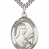 Men's Pewter Oval St. Therese of Lisieux Medal