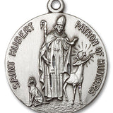 Men's Round Sterling Silver St. Hubert of Li&egrave;ge Medal - No Chain
