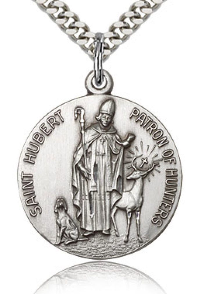 Men's Round Sterling Silver St. Hubert of Li&egrave;ge Medal