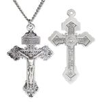Men's Sterling Silver Behold This Heart Crucifix Pardon Necklace - 24&quot; Sterling Silver Chain + Clasp