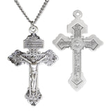 Men's Sterling Silver Behold This Heart Crucifix Pardon Necklace - 24&quot; Sterling Silver Chain + Clasp