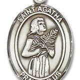 Men's Sterling Silver Saint Agatha Oval Medal - No Chain