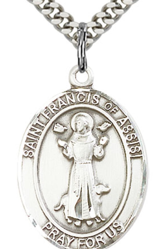 Men's Sterling Silver Saint Francis of Assisi Medal