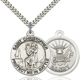 Men's Sterling Silver St Christopher Navy Pendant