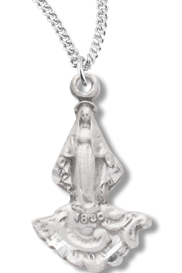 Girl's Miraculous Figurine Charm Necklace, Sterling Silver with Chain - 18&quot; 1.8mm Sterling Silver Chain + Clasp