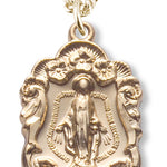 Women's 14kt Gold Over Sterling Silver Floral Accented Miraculous Necklace + 18 Inch Gold Plated Chain &amp; Clasp - Gold-tone