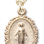 Women's 14kt Gold Plated over Sterling Silver Fancy Edge Miraculous Necklace + 18 Inch Gold Plated Chain &amp; Clasp - Gold-tone