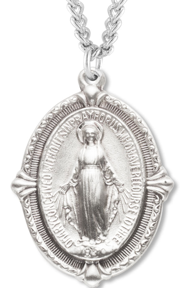 Miraculous Necklace Beaded, Sterling Silver with Chain - 18&quot; 1.8mm Sterling Silver Chain + Clasp