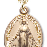 Women's 14kt Gold Over Sterling Silver Small Oval Miraculous Necklace + 18 Inch Gold Plated Chain &amp; Clasp - Gold-tone