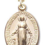 Women's 14kt Gold Over Sterling Silver Larger Oval Miraculous Necklace + 18 Inch Gold Plated Chain &amp; Clasp - Gold-tone