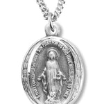 Dainty Women's Oval Sterling Silver Miraculous Necklace with Chain Options - 18&quot; 1.8mm Sterling Silver Chain + Clasp