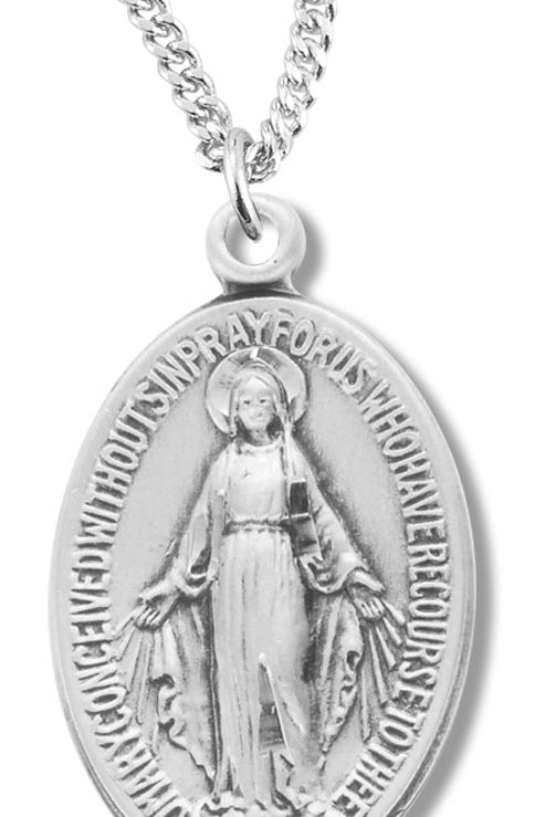 Women's Sterling Silver Medium Size Miraculous Necklace with Chain Options - Sterling Silver
