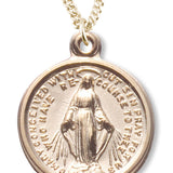 Women's 14kt Gold Over Sterling Silver Round Miraculous Oval Necklace + 18 Inch Gold Plated Chain &amp; Clasp - Gold-tone