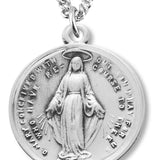 Women's Sterling Silver Round Miraculous Necklace with Chain Options - 18&quot; 1.8mm Sterling Silver Chain + Clasp