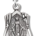 Women's Sterling Silver Uniquely Shaped Miraculous Necklace with Chain Options - 18&quot; 1.8mm Sterling Silver Chain + Clasp