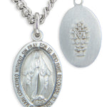 Child Size Sterling Silver Miraculous Pendant + 13 Inch Rhodium Plated Chain &amp; Clasp - Sterling Silver