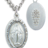 Child Size Sterling Silver Miraculous Pendant + 13 Inch Rhodium Plated Chain &amp; Clasp - Sterling Silver