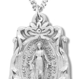 Girl's Sterling Silver Miraculous Necklace with Flowered Border with Chain - Sterling Silver