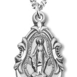 Sterling Silver Fleur de Lys Teardrop Miraculous Pendant - 18&quot; 1.2mm Sterling Silver Chain + Clasp