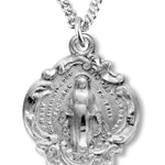 Girl's Sterling Silver Baroque Style Miraculous Necklace with Chain Options - 18&quot; 1.8mm Sterling Silver Chain + Clasp