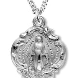 Girl's Sterling Silver Baroque Style Miraculous Necklace with Chain Options - 18&quot; 1.8mm Sterling Silver Chain + Clasp