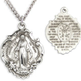Hail Mary Prayer Sterling Silver Necklace with Chain Options - 24&quot; Sterling Silver Chain + Clasp