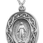 Women's Sterling Silver Miraculous Necklace with Crown of Thorns Border with Chain Options - 18&quot; 1.8mm Sterling Silver Chain + Clasp