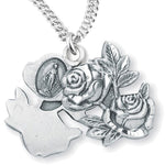 Miraculous Necklace with Large Triple Slide Rose, Sterling Silver with Chain - 24&quot; Sterling Silver Chain + Clasp