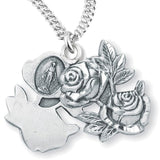 Miraculous Necklace with Large Triple Slide Rose, Sterling Silver with Chain - 24&quot; Sterling Silver Chain + Clasp