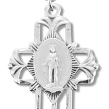 Women's Miraculous Necklace with Pierced Cross, Sterling Silver with Chain Options