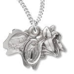 Miraculous Necklace with Triple Slide Lilly, Sterling Silver with Chain - 18&quot; 1.8mm Sterling Silver Chain + Clasp