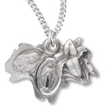 Miraculous Necklace with Triple Slide Lilly, Sterling Silver with Chain