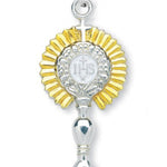 Monstrance Necklace with Goldtone Inlay, Sterling Silver with Chain - Sterling Silver